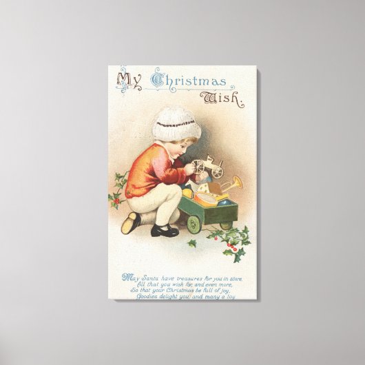 Mijn kerstfeest WishKid waarneemt speelgoed Canvas Afdruk (Voorkant)