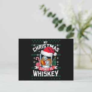 Mijn kerstgeest is whiskey lelijke trui Kerstmis P Feestdagenkaart