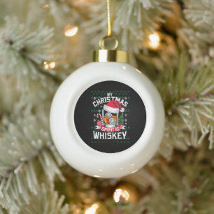 Mijn kerstgeest is whiskey lelijke trui Kerstmis P Keramische Bal Ornament