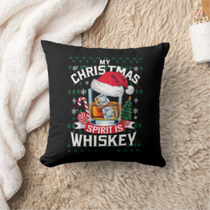 Mijn kerstgeest is whiskey lelijke trui Kerstmis P Kussen