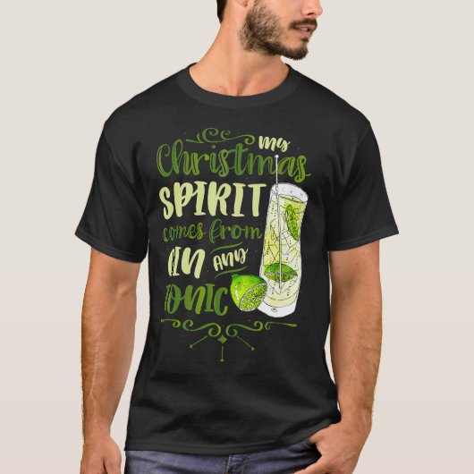 Mijn kerstgeest komt uit gin en tonic t-shirt (Voorkant)