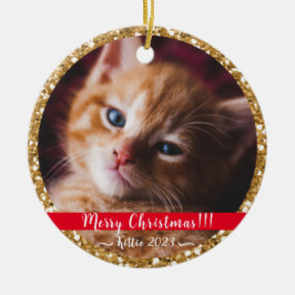 Mijn kersthuisje gouden glitter keramisch sieraad keramisch ornament