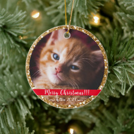 Mijn kersthuisje gouden glitter keramisch sieraad ornament