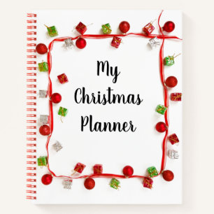 Mijn kerstkanner Modern Red en White Notitieboek
