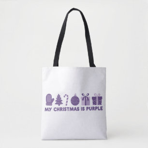 Mijn Kerstmis is Paarse Feestdagen Kerstmis Tote Bag