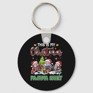 Mijn Kerstmis Pyjama Drie Kerstman Spelen Accordeo Sleutelhanger