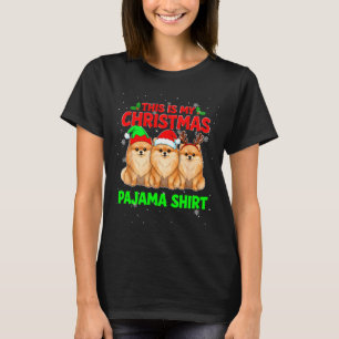 Mijn Kerstmis Pyjama Pomeranian Kerst Pomeranian L T-shirt