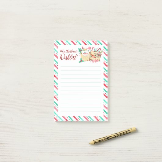 Mijn Kerstmis Verlanglijst Beste Santa Waterverf Post-it® Notes (Op bureau)