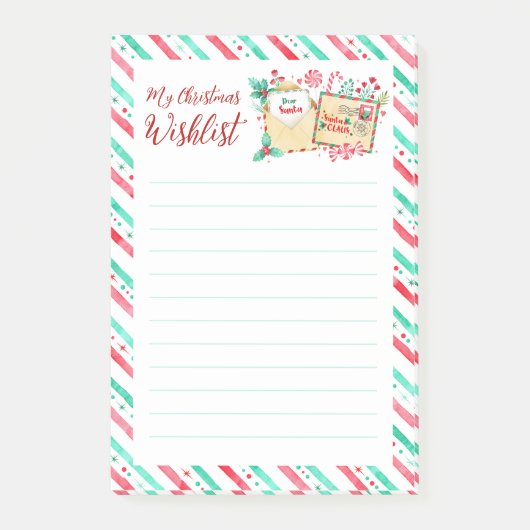 Mijn Kerstmis Verlanglijst Beste Santa Waterverf Post-it® Notes (Voorkant)