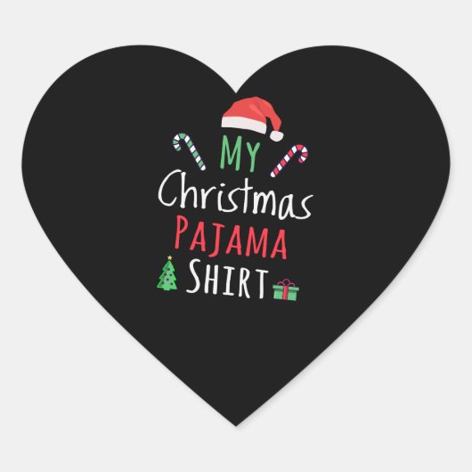 Mijn kerstpajama-Shirt Hart Sticker (Voorkant)