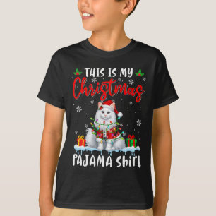 Mijn Kerstpyjama Kerstman Kat Dieren Kerstverlicht T-shirt