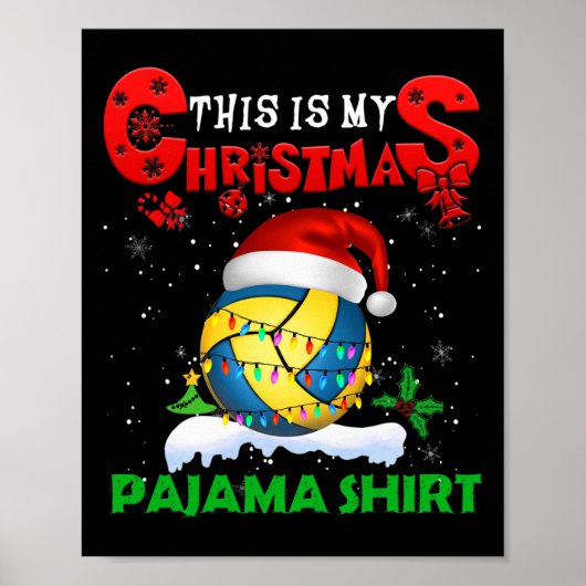 Mijn kerstpyjama Schattigee kerstverlichting Santa Poster (Voorkant)