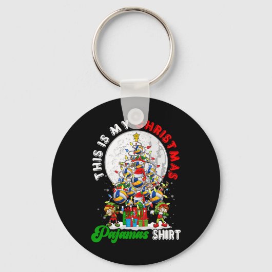 Mijn kerstpyjama volleybaluitrusting als Xmas T Sleutelhanger (Voorkant)