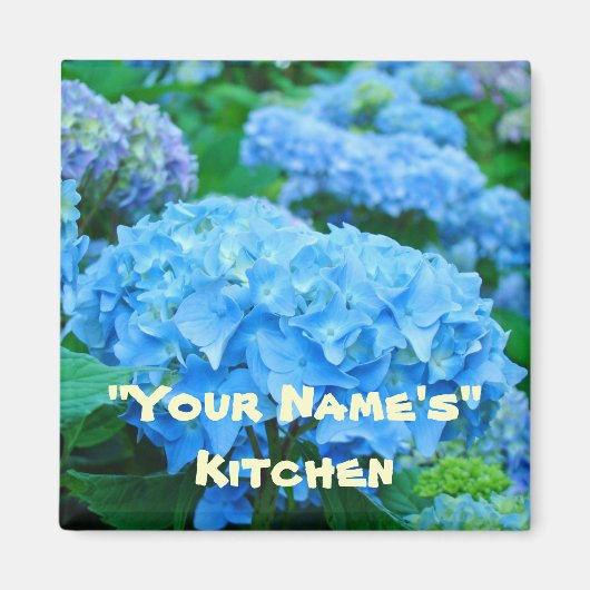 Mijn keuken, magneten Blue Hydrangea Flowers (Voorkant)