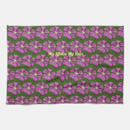 "mijn keuken mijn Regel" elegante paarse bloemen b Theedoek