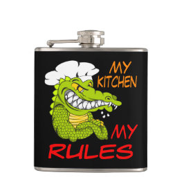 Mijn Keuken Mijn Regels, Alligator Chef, Zwart Heupfles