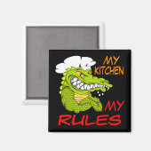 Mijn Keuken Mijn Regels, Alligator Chef, Zwart Magneet (Voorkant / Achterkant)