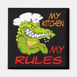 Mijn Keuken Mijn Regels, Alligator Chef, Zwart Magneet