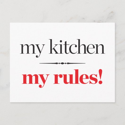 Mijn keuken, mijn regels briefkaart (Voorkant)