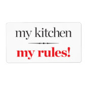 Mijn keuken, mijn regels etiket (Voorkant)
