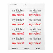 Mijn keuken, mijn regels etiket (Full Sheet)