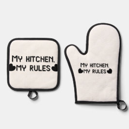Mijn keuken mijn regels grappige ovenwant & pannen pannenlap set