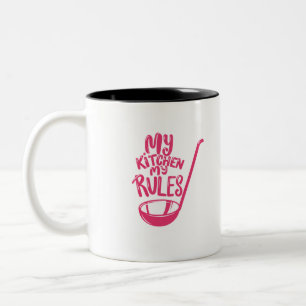 Mijn keuken Mijn regels in roze kleur Tweekleurige Koffiemok