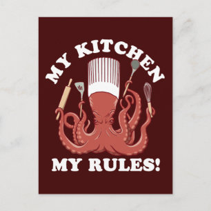 Mijn keuken Mijn regels Octopus Chef Briefkaart