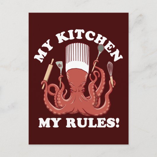 Mijn keuken Mijn regels | Octopus Chef Briefkaart (Voorkant)