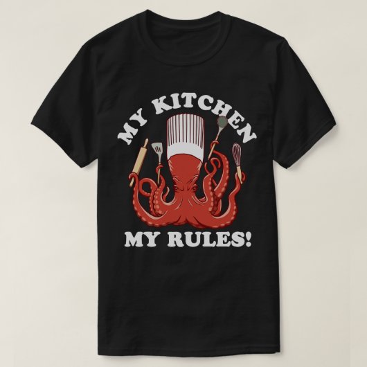 Mijn keuken Mijn regels Octopus Chef T-shirt (Design voorkant)