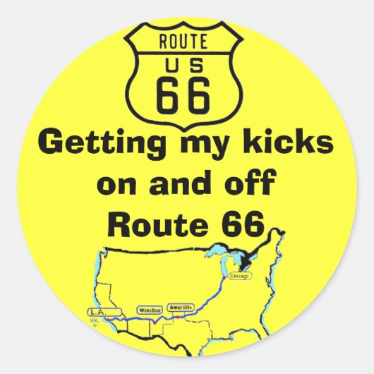 Mijn kicks krijgen Route 66 Ronde Sticker (Voorkant)