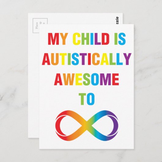 Mijn kind Autistisch Geweldige oneindigheid Briefkaart (Voorkant / Achterkant)