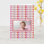 Mijn Kind Foto op Pink Hearts Valentijnsdag Kaart (Gele Bloem)