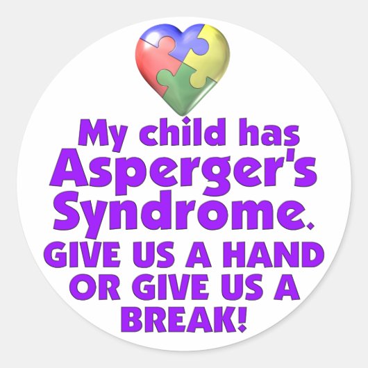 Mijn kind heeft Asperger's Ronde Sticker (Voorkant)