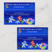 MIJN KIND HEEFT AUTISMBbusiness card Visitekaartje (Voorkant / Achterkant)