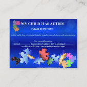 MIJN KIND HEEFT AUTISMBbusiness card Visitekaartje (Achterkant)