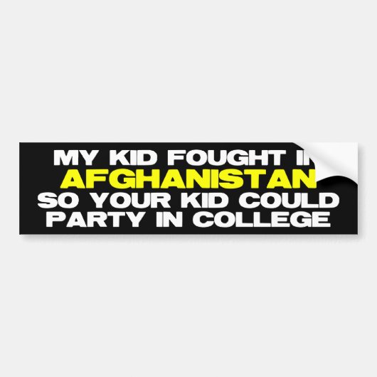 Mijn kind heeft in Afghanistan gevochten Bumpersticker (Voorkant)