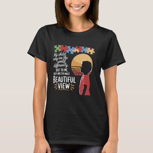Mijn kind ziet het anders Autistisch Autisme bewus T-shirt (Voorkant)