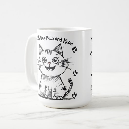 Mijn Kinderen hebben poten en miauw - Funny Cat Lo Koffiemok (Voorkant links)