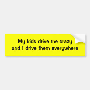 Mijn kinderen maken me gek en ik rijd ze overal he bumpersticker
