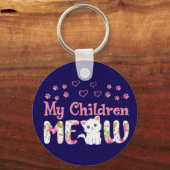 Mijn kinderen miauwen Sleutelhanger (Voorkant)