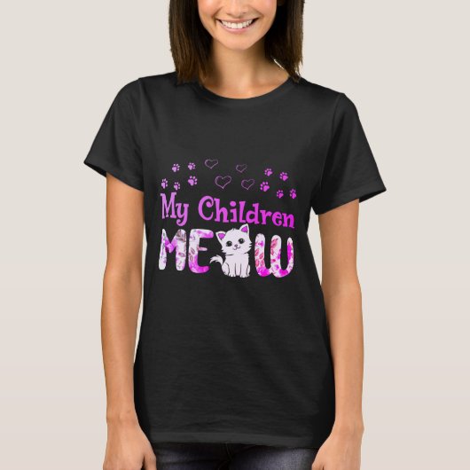 Mijn kinderen miauwen t-shirt (Voorkant)