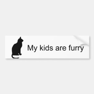 Mijn Kinderen zijn Furry (Cat Silhouette) Bumperst Bumpersticker