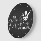 MIJN KITCHEN MIJN REGELS citeren zwarte witte keuk Grote Klok (Hoek)