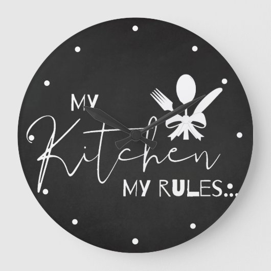 MIJN KITCHEN MIJN REGELS citeren zwarte witte keuk Grote Klok (Voorkant)
