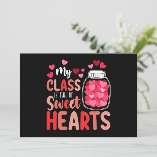 Mijn klas zit boordevol zoete harten met Valentijn Kaart (Staand voorkant)