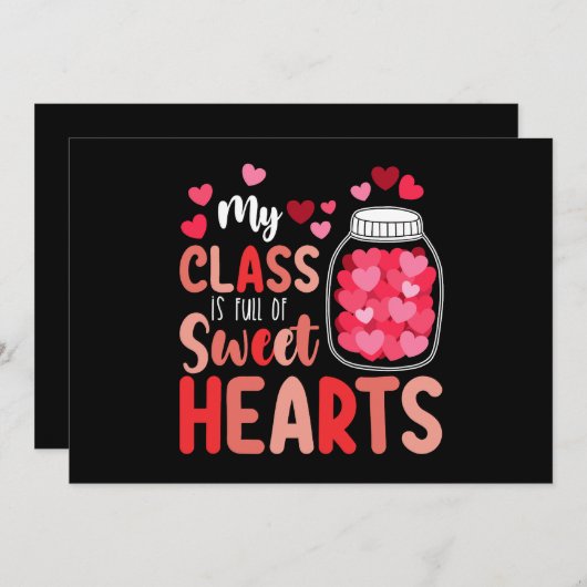 Mijn klas zit boordevol zoete harten met Valentijn Kaart (Voorkant / Achterkant)