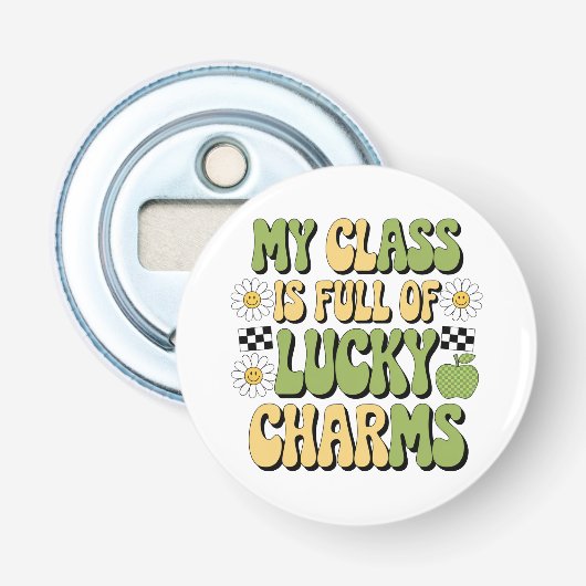 Mijn klas zit vol Lucky Charms Patricks leraar Button Flesopener (Voorkant)