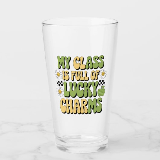 Mijn klas zit vol Lucky Charms Patricks leraar Glas (Voorkant)