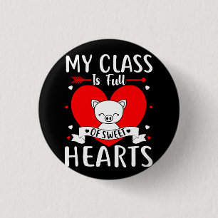 Mijn klas zit vol met lieve harten valentijn ronde button 3,2 cm